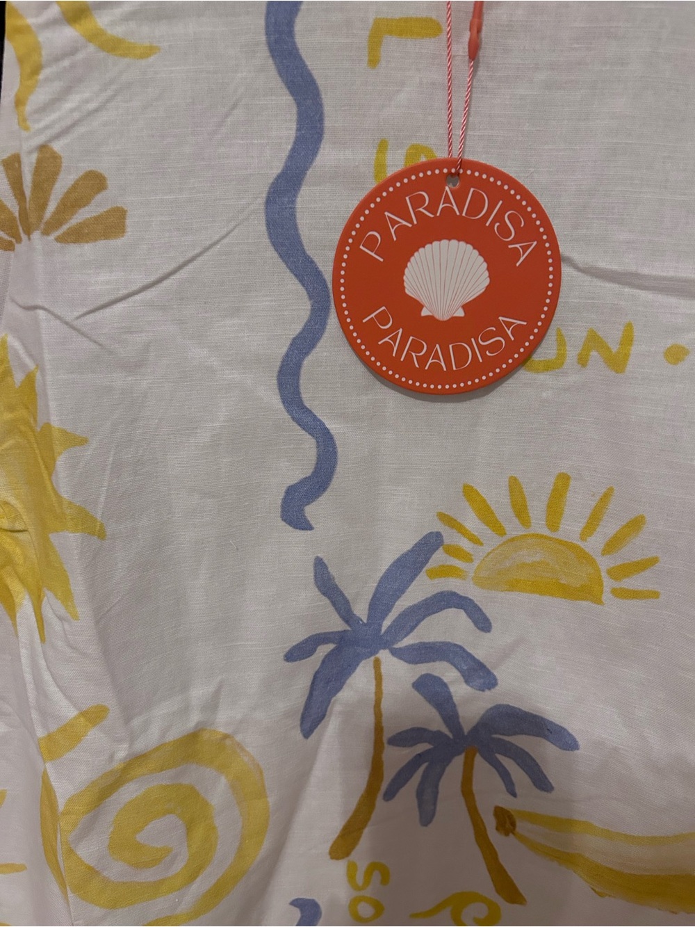 PARADISA by PROSPERINA BREAKERS WHITE MULTI LINEN BLEND MIDI DRESS M NWT - Picture 6 of 7